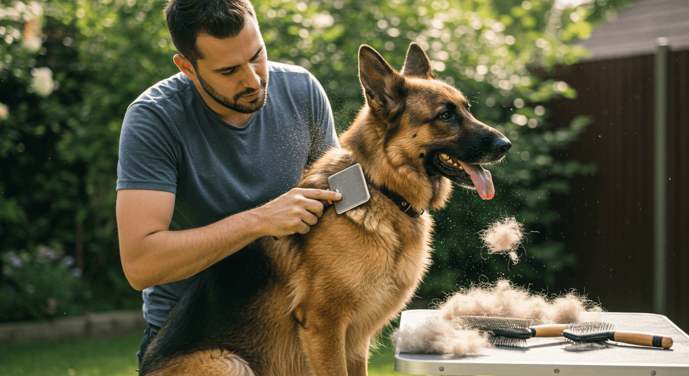 How to groom a german shepherd with shed release
